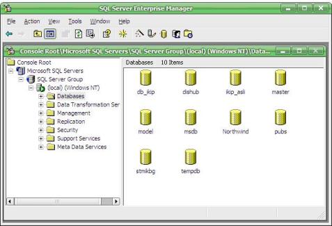 Tampilan Microsoft SQL Server 2000
